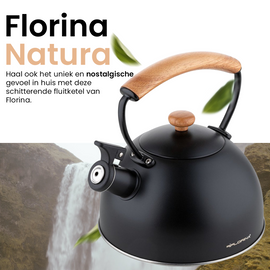 Florina Natura Line Fluitketel 2,3 L – RVS – Mat Zwart – Inductie & Alle Warmtebronnen