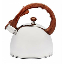 Florina Jasper Fluitketel 2,5 L – RVS Zilver met Houtlook Handvat – Inductie & Alle Warmtebronnen