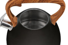 Afbeelding in Gallery-weergave laden, Florina Frank fluitketel RVS mat zwart / bruin 2.5 Liter - ook geschikt voor inductie