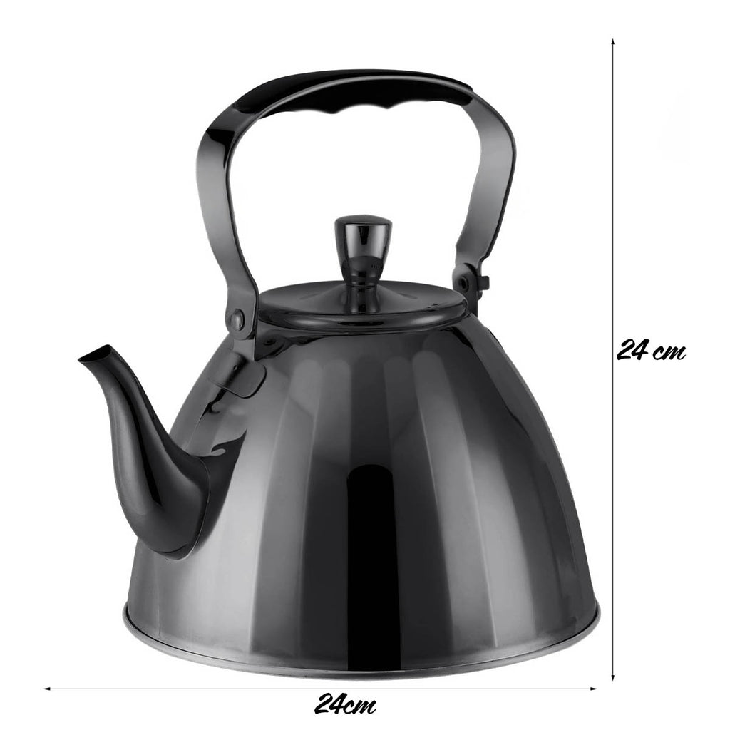 Meyerhoff RVS waterketel 3 liter MH-4528A – Inductie waterkoker – Glanzend zwart – Opklapbaar handvat – Zonder fluit