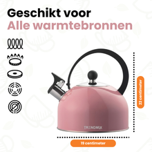Afbeelding in Gallery-weergave laden, Trendmix Fluitketel Roze 2,5 Liter – Lichtgewicht RVS – Cool-Touch Handvat – Geschikt Voor Inductie, Gas En Alle Warmtebronnen