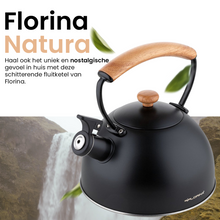 Afbeelding in Gallery-weergave laden, Florina Natura Line fluitketel RVS mat zwart 2.3 Liter - ook geschikt voor inductie