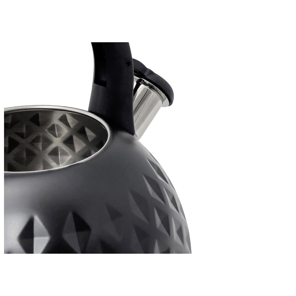 Meyerhoff RVS fluitketel 2,5 liter MH-104 – Inductie fluitketel – Zwart – 3D reliëf design