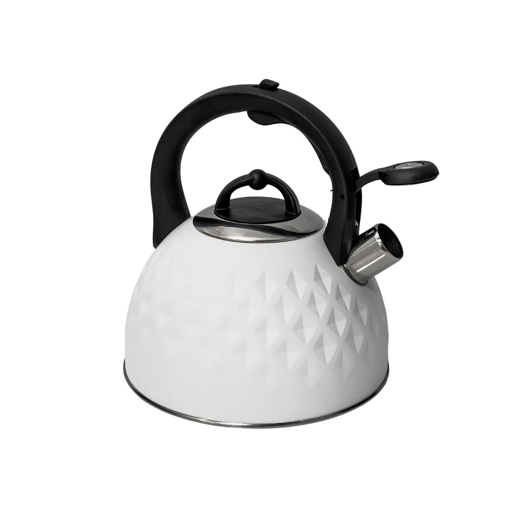 Meyerhoff RVS fluitketel 2,5 liter MH-105 – Inductie fluitketel – Wit – 3D reliëf design