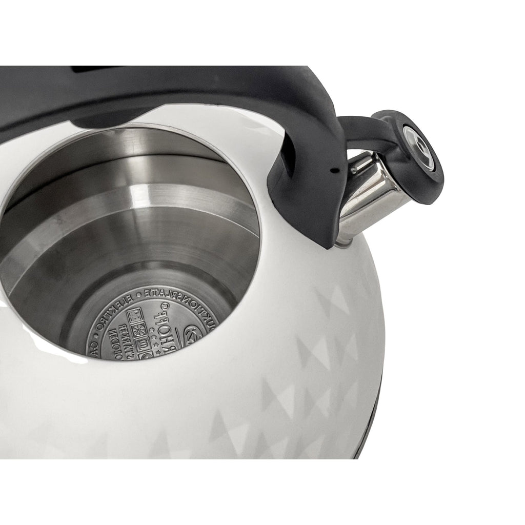 Meyerhoff RVS fluitketel 2,5 liter MH-105 – Inductie fluitketel – Wit – 3D reliëf design