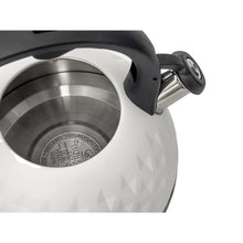 Afbeelding in Gallery-weergave laden, Meyerhoff RVS fluitketel 2,5 liter MH-105 – Inductie fluitketel – Wit – 3D reliëf design