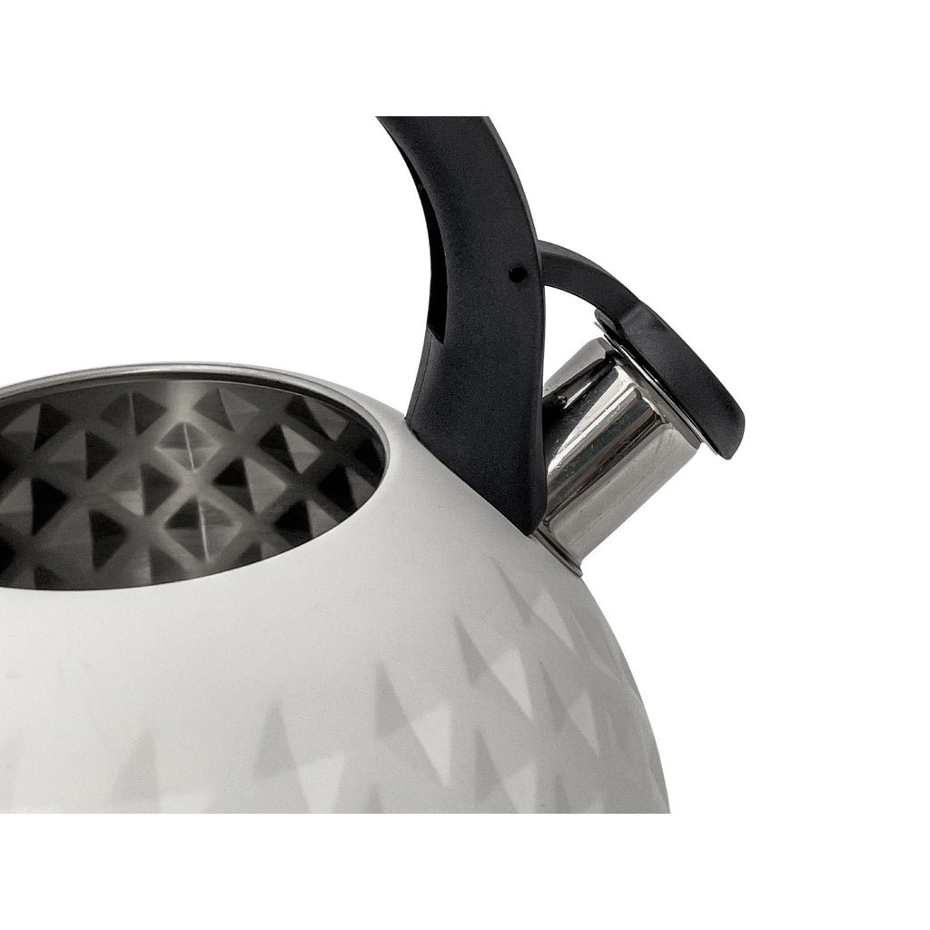 Meyerhoff RVS fluitketel 2,5 liter MH-105 – Inductie fluitketel – Wit – 3D reliëf design