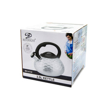 Afbeelding in Gallery-weergave laden, Meyerhoff RVS fluitketel 3 liter MH-4132 – Inductie fluitketel – Zilvergrijs met 3D-patroon – Modern klassiek design