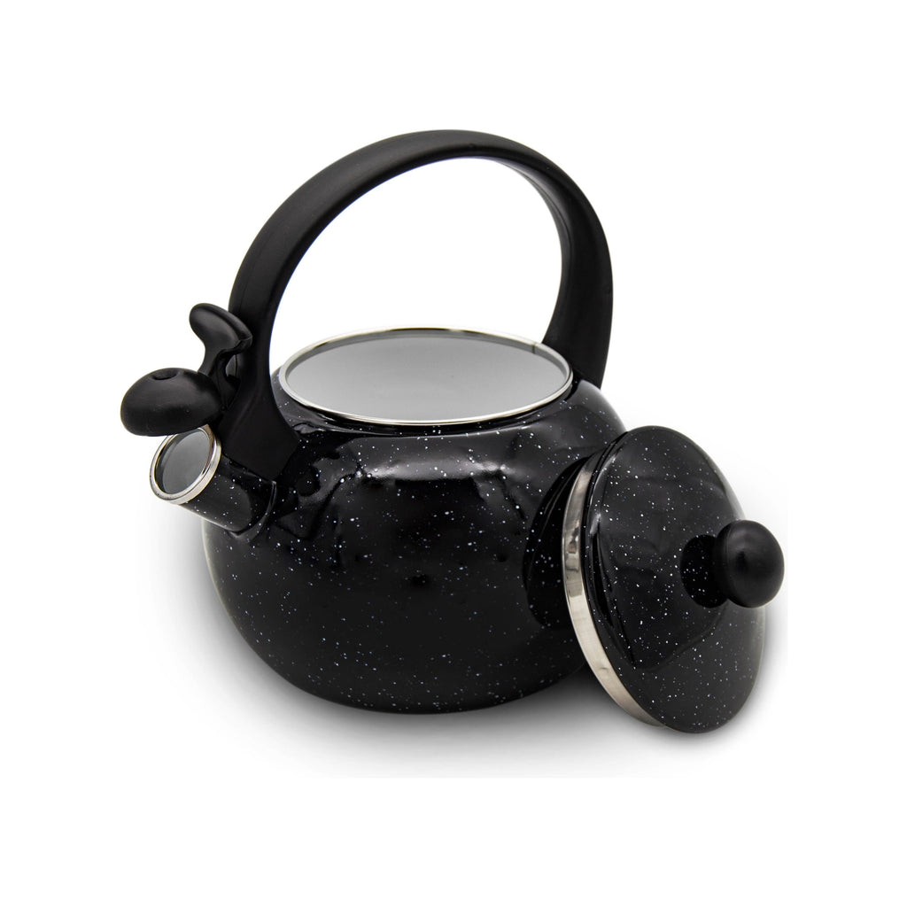 Meyerhoff Fluitketel 2,2L – Zwart Emaille – Inductie Fluitketel – Met Fluitje – Voor Alle Warmtebronnen – Theepot Look