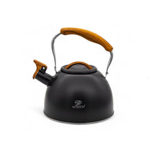 Afbeelding in Gallery-weergave laden, Meyerhoff RVS fluitketel 2,5 liter MH-4415B – Inductie fluitketel – Matzwart – Opklapbaar handvat – Met fluit – Voor gas en inductie