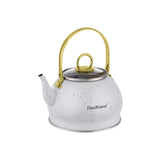 Haus Roland emaille waterketel 1,5 liter HR710-12 – Inductie waterkoker – Wit met goud – Zonder fluit – Opklapbaar handvat