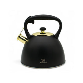 Meyerhoff fluitketel 3,0L MH-4075Q – RVS inductie fluitketel – Matzwart met gouden accenten – Modern design