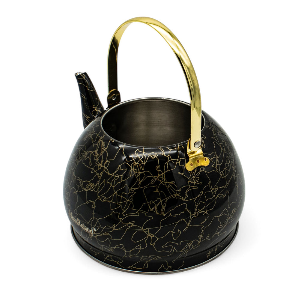 Haus Roland waterketel 1 liter HR710-10 – Inductie waterkoker – Zwart met goud – Zonder fluit – Opklapbaar handvat