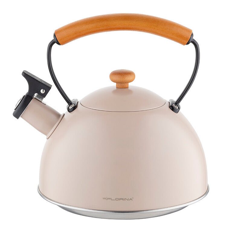 Florina Natura Line Fluitketel 2,3 L - Mat Beige - RVS Theeketel - Geschikt voor Inductie & Alle Warmtebronnen