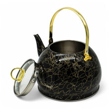 Afbeelding in Gallery-weergave laden, Haus Roland waterketel 1 liter HR710-10 – Inductie waterkoker – Zwart met goud – Zonder fluit – Opklapbaar handvat