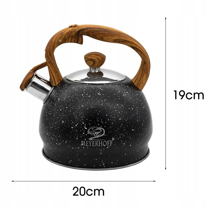 Meyerhoff MH-4048B Fluitketel 1,8 Liter – RVS – Zwart Marmer – Inductie & Gas – Met Fluit