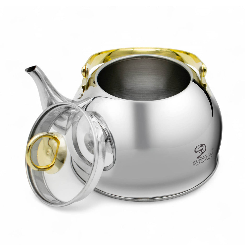 Meyerhoff RVS waterketel 2 liter MH-4327C  – Voor inductie en gas – Zonder fluit – Opklapbaar handvat – Zilver design