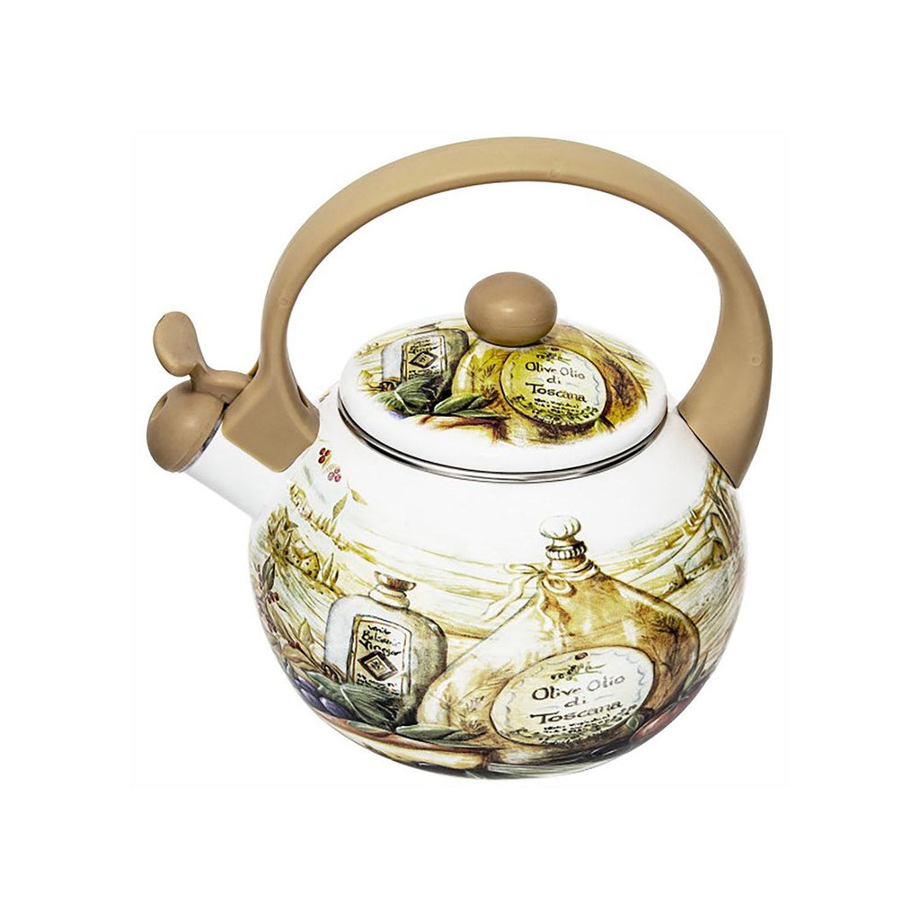 Meyerhoff Toscana fluitketel 2,2L – Emaille inductie fluitketel – Traditioneel Toscaans design – Beige