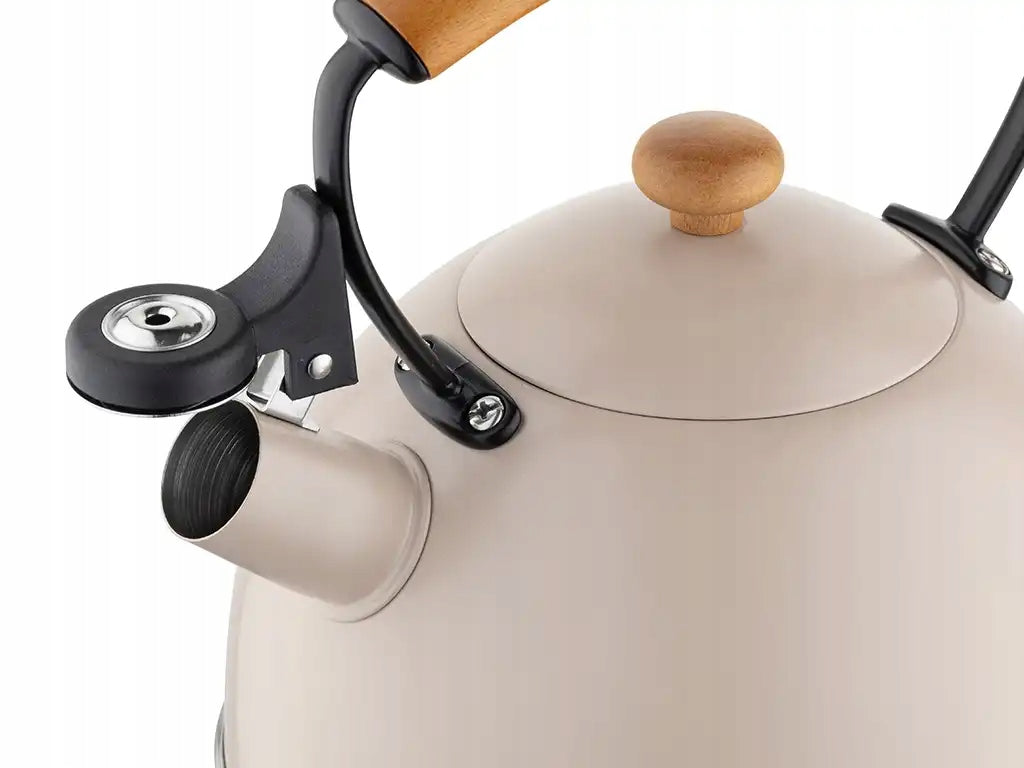 Florina Natura Line Fluitketel 2,3 L - Mat Beige - RVS Theeketel - Geschikt voor Inductie & Alle Warmtebronnen