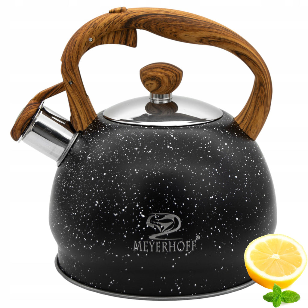 Meyerhoff MH-4048B Fluitketel 1,8 Liter – RVS – Zwart Marmer – Inductie & Gas – Met Fluit