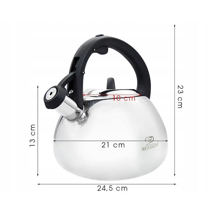 Meyerhoff fluitketel 3L MH-4149C – RVS inductie fluitketel – Zilverkleurig – Traditioneel design