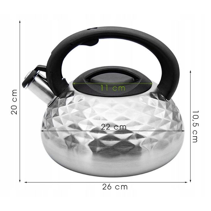 Meyerhoff RVS fluitketel 3 liter MH-4132 – Inductie fluitketel – Zilvergrijs met 3D-patroon – Modern klassiek design