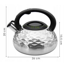 Afbeelding in Gallery-weergave laden, Meyerhoff RVS fluitketel 3 liter MH-4132 – Inductie fluitketel – Zilvergrijs met 3D-patroon – Modern klassiek design