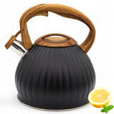 Meyerhoff Fluitketel 3 Liter – RVS Zwart Mat – Met Fluitje – Houtlook Handgreep – Inductie & Gas MH-4141