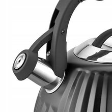 Afbeelding in Gallery-weergave laden, Florina Clint fluitketel 2,2L – RVS inductie fluitketel – Modern design met matte grafietafwerking