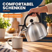 Afbeelding in Gallery-weergave laden, Trendmix Fluitketel geborsteld RVS 2,5 Liter – Lichtgewicht – Cool-Touch Handvat – Geschikt Voor Inductie, Gas En Alle Warmtebronnen
