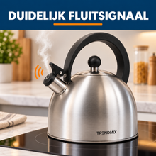 Afbeelding in Gallery-weergave laden, Trendmix Fluitketel geborsteld RVS 2,5 Liter – Lichtgewicht – Cool-Touch Handvat – Geschikt Voor Inductie, Gas En Alle Warmtebronnen