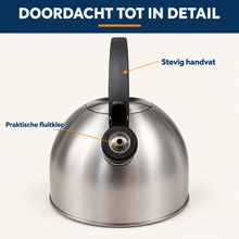 Afbeelding in Gallery-weergave laden, Trendmix Fluitketel geborsteld RVS 2,5 Liter – Lichtgewicht – Cool-Touch Handvat – Geschikt Voor Inductie, Gas En Alle Warmtebronnen