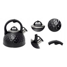 Afbeelding in Gallery-weergave laden, Meyerhoff RVS fluitketel 2,5 liter MH-104 – Inductie fluitketel – Zwart – 3D reliëf design