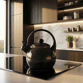 Meyerhoff Black Sky fluitketel 2,2L – Emaille inductie fluitketel – Klassiek design – Zwart