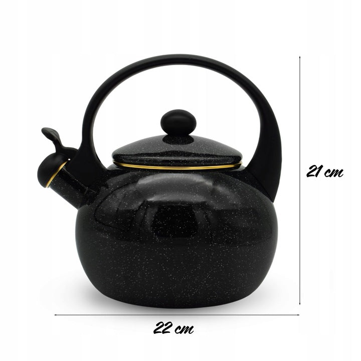 Meyerhoff Black Sky fluitketel 2,2L – Emaille inductie fluitketel – Klassiek design – Zwart