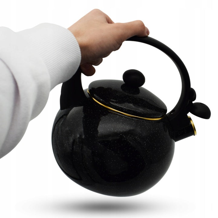 Meyerhoff Black Sky fluitketel 2,2L – Emaille inductie fluitketel – Klassiek design – Zwart