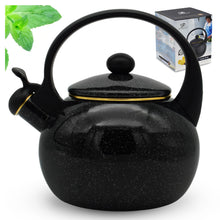 Afbeelding in Gallery-weergave laden, Meyerhoff Black Sky fluitketel 2,2L – Emaille inductie fluitketel – Klassiek design – Zwart