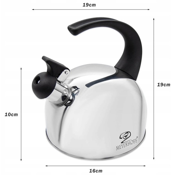 Meyerhoff Fluitketel 1,5 Liter – RVS Waterketel met Fluitje – Inductie – Zilver