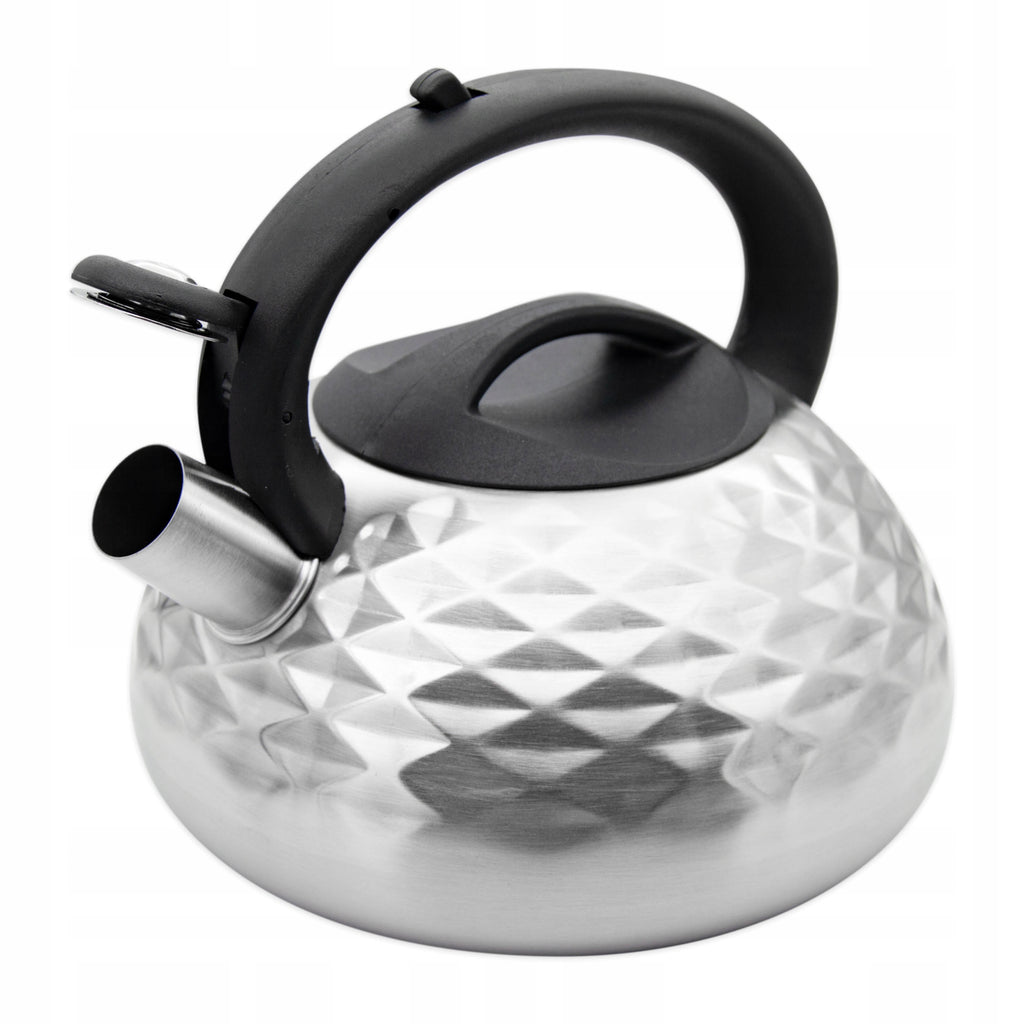 Meyerhoff RVS fluitketel 3 liter MH-4132 – Inductie fluitketel – Zilvergrijs met 3D-patroon – Modern klassiek design