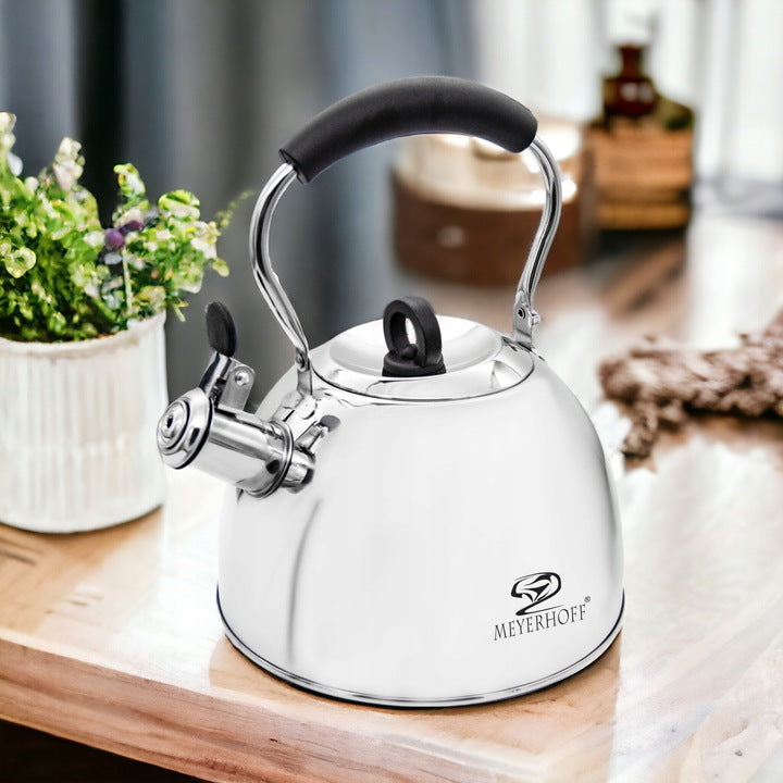Meyerhoff RVS fluitketel 3 liter MH-4376 – Inductie fluitketel met inklapbaar handvat – Mat zilver – Traditioneel design