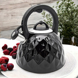 Meyerhoff Fluitketel 3 Liter – RVS – Zwart Glanzend koudblijvende Handgreep – Inductie & Gas – Met Fluitfunctie MH-29794