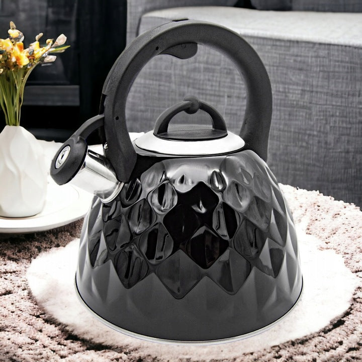 Meyerhoff Fluitketel 3 Liter – RVS – Zwart Glanzend koudblijvende Handgreep – Inductie & Gas – Met Fluitfunctie MH-29794