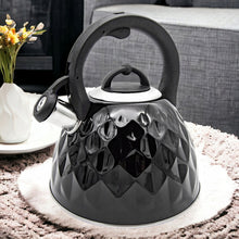 Afbeelding in Gallery-weergave laden, Meyerhoff Fluitketel 3 Liter – RVS – Zwart Glanzend koudblijvende Handgreep – Inductie &amp; Gas – Met Fluitfunctie MH-29794