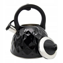 Afbeelding in Gallery-weergave laden, Meyerhoff Fluitketel 3 Liter – RVS – Zwart Glanzend koudblijvende Handgreep – Inductie &amp; Gas – Met Fluitfunctie MH-29794