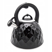 Afbeelding in Gallery-weergave laden, Meyerhoff Fluitketel 3 Liter – RVS – Zwart Glanzend koudblijvende Handgreep – Inductie &amp; Gas – Met Fluitfunctie MH-29794