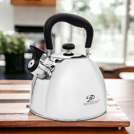 Meyerhoff RVS fluitketel 2,5 liter MH-4061A – Inductie fluitketel – Mat zilver – Opklapbaar handvat – Met fluit – Voor gas en inductie