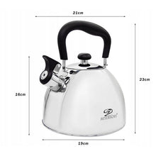 Afbeelding in Gallery-weergave laden, Meyerhoff RVS fluitketel 2,5 liter MH-4061A – Inductie fluitketel – Mat zilver – Opklapbaar handvat – Met fluit – Voor gas en inductie