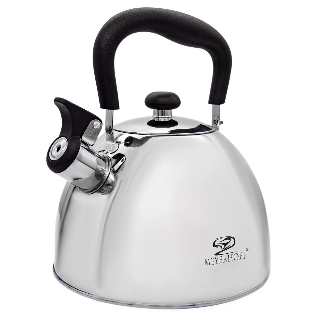 Meyerhoff RVS fluitketel 2,5 liter MH-4061A – Inductie fluitketel – Mat zilver – Opklapbaar handvat – Met fluit – Voor gas en inductie