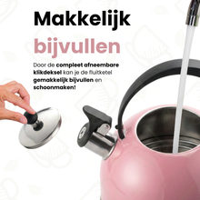 Afbeelding in Gallery-weergave laden, Trendmix Fluitketel Roze 2,5 Liter – Lichtgewicht RVS – Cool-Touch Handvat – Geschikt Voor Inductie, Gas En Alle Warmtebronnen