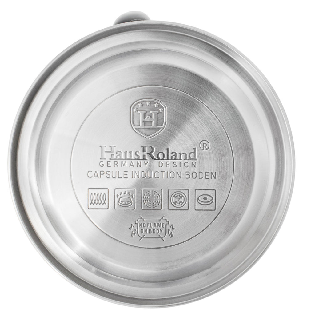 Haus Roland emaille waterketel 1,5 liter HR710-12 – Inductie waterkoker – Wit met goud – Zonder fluit – Opklapbaar handvat
